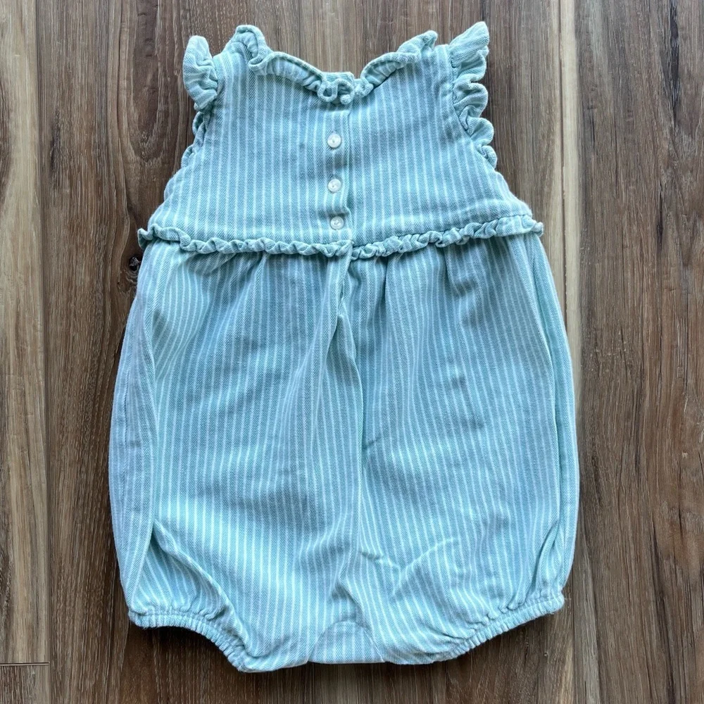 Ralph Lauren Light Blue Striped One Piece, 12 Months (Like New)